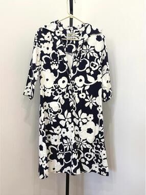 60s Flutterby Black and White Floral Pattern Dress Coat